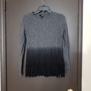 Aqua cashmere ombre fringe sweater size s